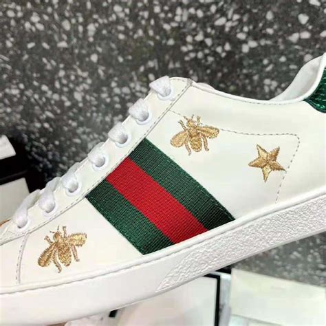 gucci bee and star|Gucci ace bee embroidered.